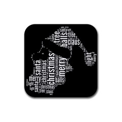 Funny Santa Black And White Typography Rubber Coaster (square)  by yoursparklingshop