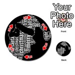 Funny Santa Black And White Typography Playing Cards 54 (Round)  Front - Heart5