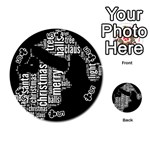 Funny Santa Black And White Typography Playing Cards 54 (Round)  Front - Club5