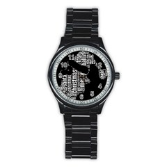 Funny Santa Black And White Typography Stainless Steel Round Watch by yoursparklingshop