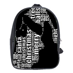 Funny Merry Christmas Santa, Typography, Black And White School Bags (xl) 