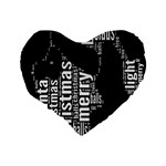 Funny Merry Christmas Santa, Typography, Black and White Standard 16  Premium Flano Heart Shape Cushions Back