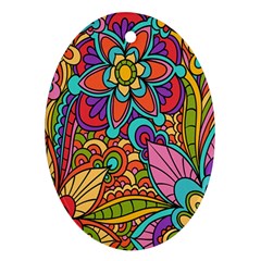 Festive Colorful Ornamental Background Oval Ornament (two Sides)