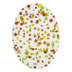 Colorful Fall Leaves Background Oval Ornament (two Sides) by TastefulDesigns