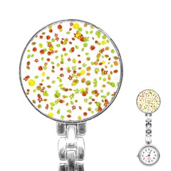 Colorful Fall Leaves Background Stainless Steel Nurses Watch by TastefulDesigns