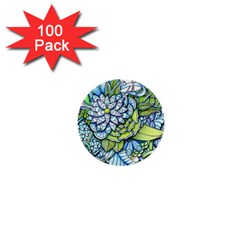 Peaceful Flower Garden 1 1  Mini Button (100 Pack)  by Zandiepants