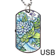 Peaceful Flower Garden 1 Dog Tag Usb Flash (two Sides) by Zandiepants