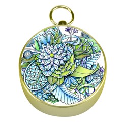 Peaceful Flower Garden 1 Gold Compass by Zandiepants