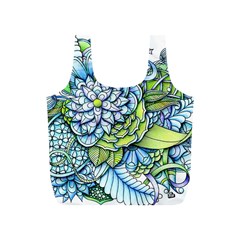 Turquoise Damask Pattern Full Print Recycle Bags (s)  by Zandiepants