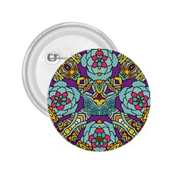 Mariager - Bold Blue,purple And Yellow Flower Design 2 25  Button by Zandiepants