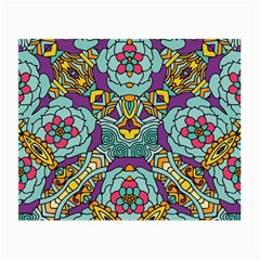 Mariager - Bold Blue,purple And Yellow Flower Design Small Glasses Cloth by Zandiepants