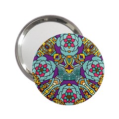 Mariager - Bold Blue,purple And Yellow Flower Design 2 25  Handbag Mirror by Zandiepants