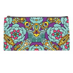 Mariager - Bold Blue,purple And Yellow Flower Design Pencil Case by Zandiepants