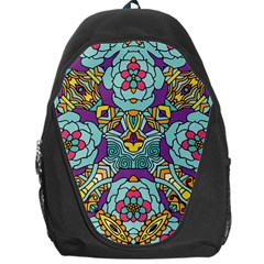 Mariager - Bold Blue,purple And Yellow Flower Design Backpack Bag by Zandiepants
