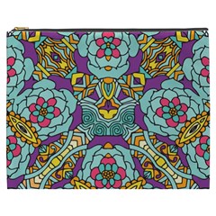 Mariager - Bold Blue,purple And Yellow Flower Design Cosmetic Bag (xxxl) by Zandiepants