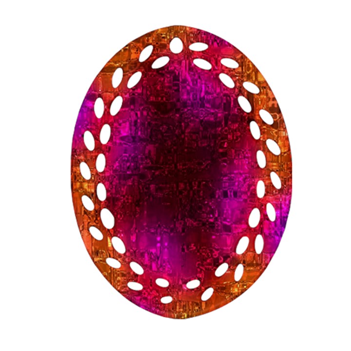 Purple Orange Pink Colorful Oval Filigree Ornament (2-Side) 