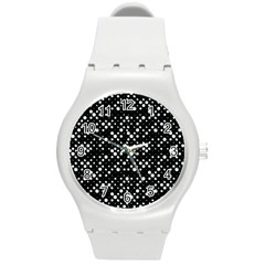 Galaxy Dots Round Plastic Sport Watch (m) by dflcprints