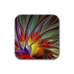 Fractal Bird Of Paradise Rubber Coaster (square) by WolfepawFractals