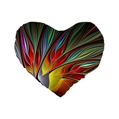 Fractal Bird Of Paradise Standard 16  Premium Flano Heart Shape Cushion 