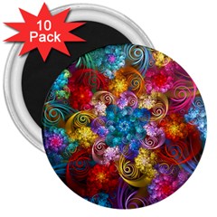 Spirals And Curlicues 3  Magnets (10 Pack)  by WolfepawFractals