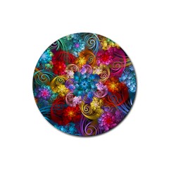 Spirals And Curlicues Rubber Round Coaster (4 Pack) 