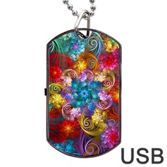 Spirals And Curlicues Dog Tag Usb Flash (one Side) by WolfepawFractals