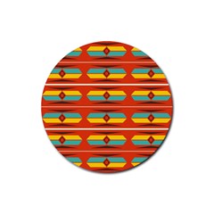 Shapes In Retro Colors Pattern                        			rubber Coaster (round) by LalyLauraFLM