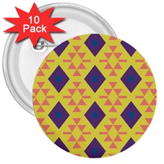 Tribal Shapes And Rhombus Pattern                        			3  Button (10 Pack) by LalyLauraFLM