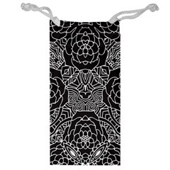 Petals In Black White, Bold Flower Design Jewelry Bag by Zandiepants