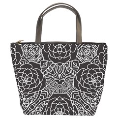 Petals In Black White, Bold Flower Design Bucket Bag by Zandiepants