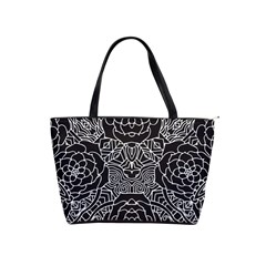 Petals In Black White, Bold Flower Design Classic Shoulder Handbag by Zandiepants