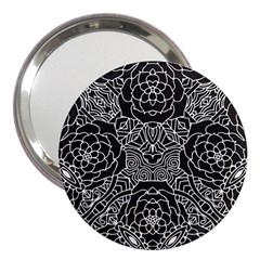 Petals In Black White, Bold Flower Design 3  Handbag Mirror by Zandiepants