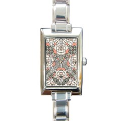 Petals In Vintage Pink, Bold Flower Design Rectangle Italian Charm Watch by Zandiepants