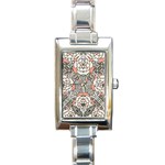 Petals in Vintage Pink, Bold Flower Design Rectangle Italian Charm Watch Front