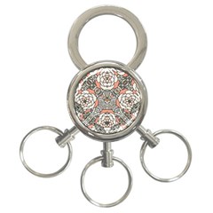 Petals in Vintage Pink, Bold Flower Design 3-Ring Key Chain