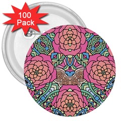 Petals, Carnival, Bold Flower Design 3  Button (100 Pack) by Zandiepants