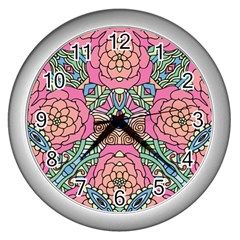 Petals, Carnival, Bold Flower Design Wall Clock (silver) by Zandiepants