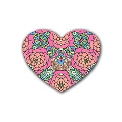 Petals, Carnival, Bold Flower Design Rubber Coaster (heart) by Zandiepants