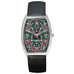 Petals In Dark & Pink, Bold Flower Design Barrel Style Metal Watch by Zandiepants