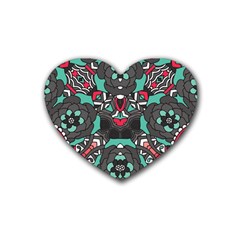 Petals In Dark & Pink, Bold Flower Design Rubber Coaster (heart) by Zandiepants