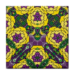 Petals In Mardi Gras Colors, Bold Floral Design Tile Coaster by Zandiepants