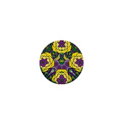 Petals In Mardi Gras Colors, Bold Floral Design 1  Mini Magnet by Zandiepants