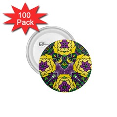 Petals In Mardi Gras Colors, Bold Floral Design 1 75  Button (100 Pack) 