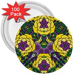 Petals in Mardi Gras colors, Bold Floral Design 3  Button (100 pack) Front