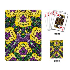 Petals In Mardi Gras Colors, Bold Floral Design Playing Cards Single Design by Zandiepants