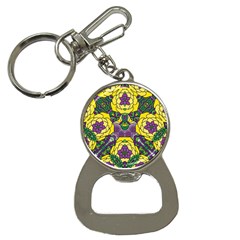 Petals In Mardi Gras Colors, Bold Floral Design Bottle Opener Key Chain by Zandiepants