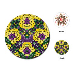 Petals In Mardi Gras Colors, Bold Floral Design Playing Cards (round) by Zandiepants