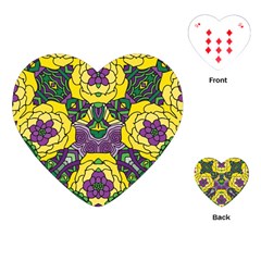 Petals In Mardi Gras Colors, Bold Floral Design Playing Cards (heart) by Zandiepants