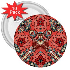 Petals In Pale Rose, Bold Flower Design 3  Button (10 Pack)