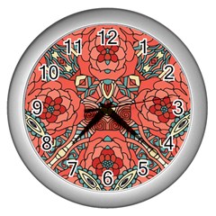 Petals in Pale Rose, Bold Flower Design Wall Clock (Silver)